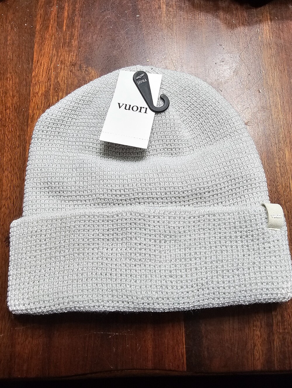Vuori Light Gray Ribbed Knit Beanie